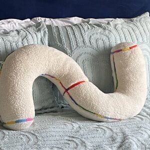 Urban Outfitters Cream Curved Body Pillow with Rainbow Stripes